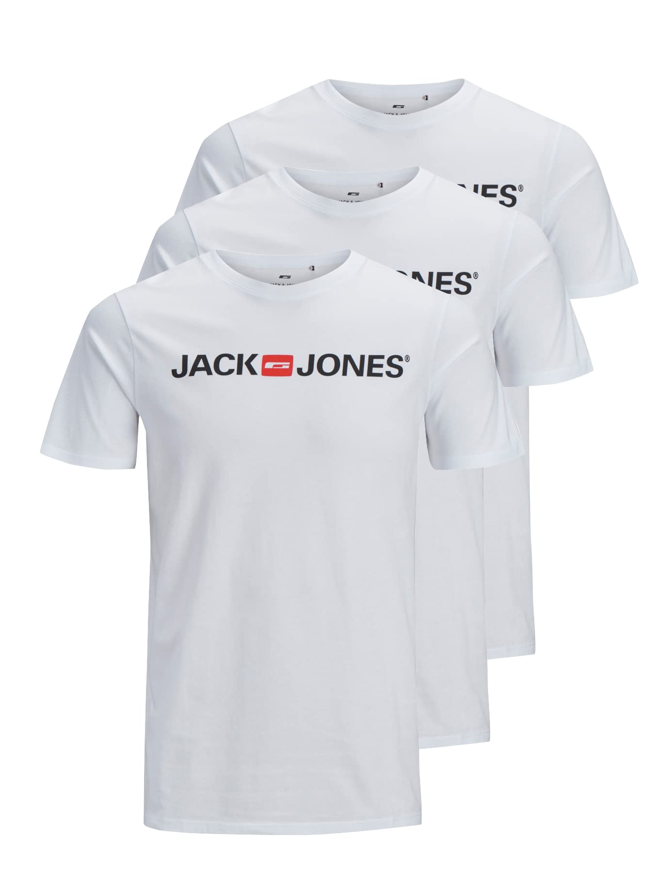 Jack & Jones Men's Pack Of 3 (3 X White) T-Shirt Pack Of 3, Xl