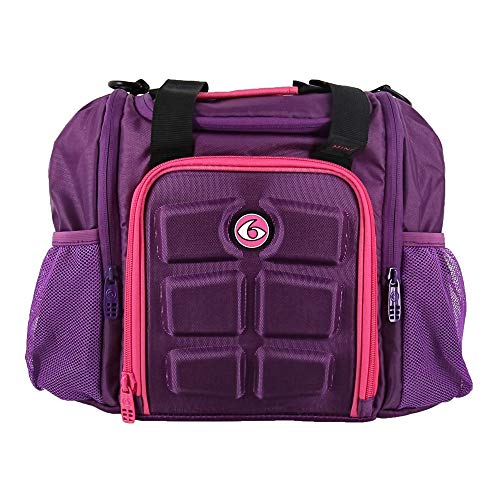 6 Pack Fitness Mini Innovator Meal Prep Management Tote 3 - Meal (Purple/Pink)