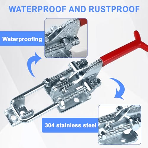EXLECO 4 x Groß Spannverschluss Metall Kniehebelspanner, Kistenverschluss 30mm Verstellbar Schnappverschluss 900kg Spannkraft Kappenschloss Hebel Verschluss Schnellverschluss für Schrank Tür Kisten