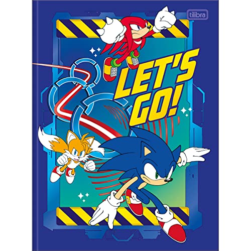 Caderno Brochura Capa Dura Universitário Sonic 80 Folhas - Capa azul - Let's Go - Tilibra