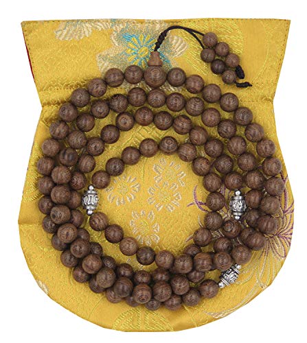 DharmaObjects Tibetan Meditation 108 Beads Nyatoh Wood MALA for Compassion (Nyatohwood)3