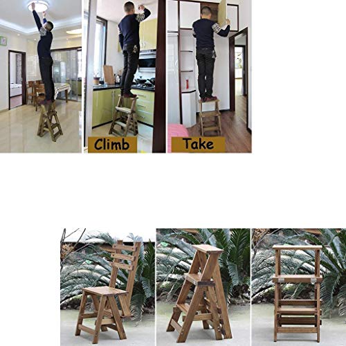 Escalera plegable de madera con 3 peldaños y estante multifunción para flores de 35x14 pulgadas 4