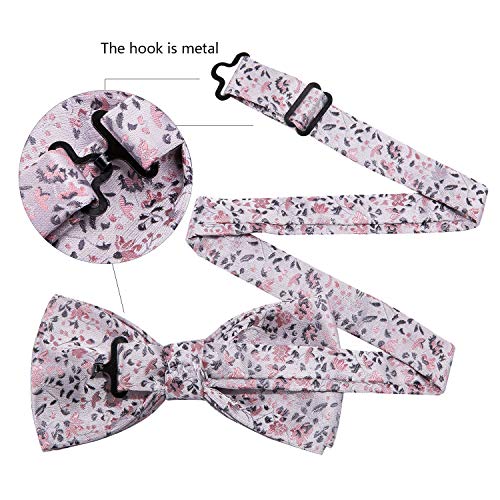 Image of YOHOWA Paisley Striped Men Bow Tie Pre-Tied Formal Adjustable Colorful Bowties Handkerchief Cufflinks Set Wedding Party