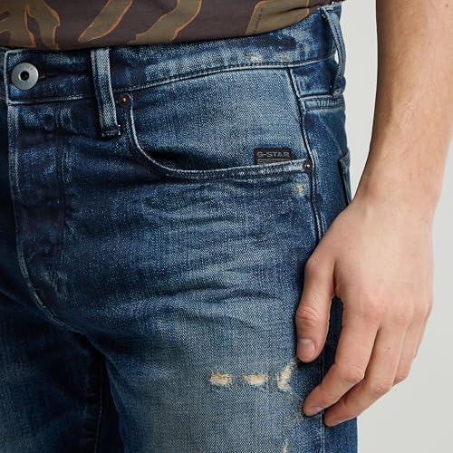 G-STAR Herren 3301 Slim Jeans, Blau (Worn in Mountain Dusk Destroyed 51001-D498-G816), 30W / 34L – Ansicht 6