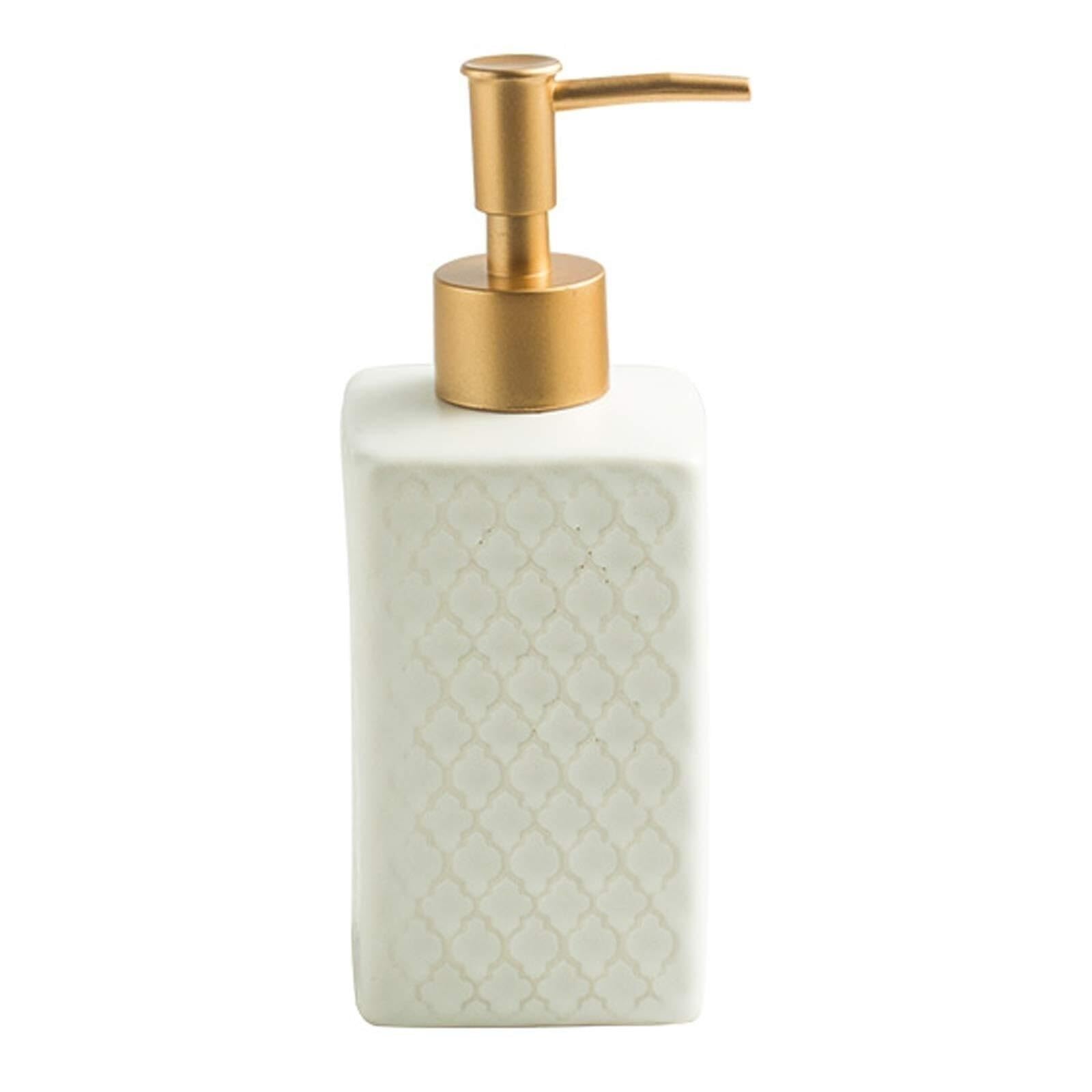 Hand Ceramic Bathroom Soap Dispenser Lotion Bottle Pump Empty Bottles Dish for Bathroom(White)