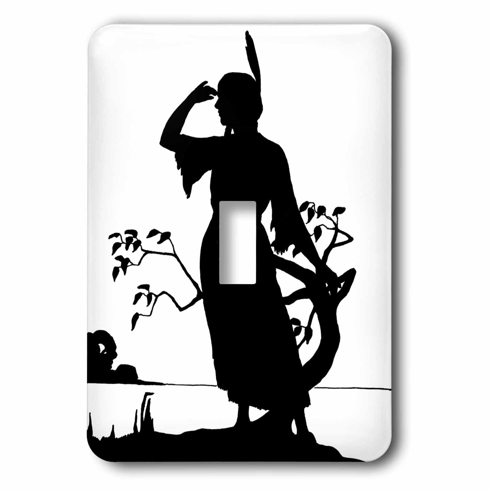 Silhouette de la femme amérindienne plaque d'interrupteur d'art aux finitions éclatantes
