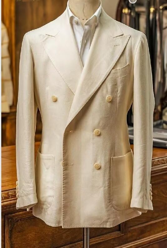 Linen Double Breasted Suit Men's Blazer Jacket Cotton Linens Sports Coat Regular Fit 2 Buttons Suit Jackets2