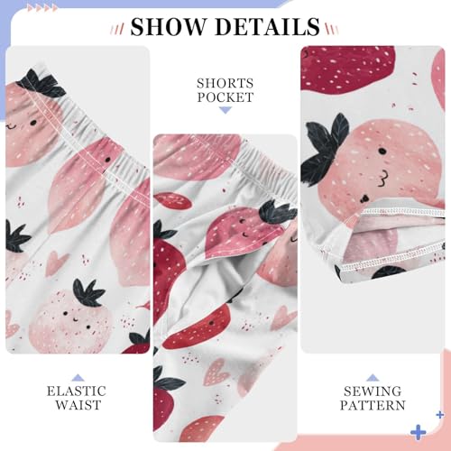 Pattern Of Strawberries Pajama Pants Soft PJ Bottoms Lounge Pants for Sleepwear Sport Size 6–14 Years4