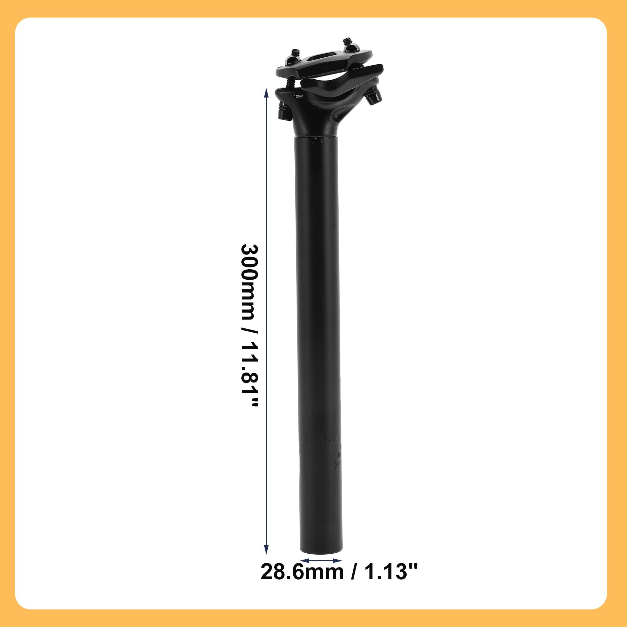 Reggisella per bicicletta, 28.6x300mm Reggisella per bici, in lega di alluminio, nero