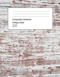 Composition Notebook College Ruled: 100 Pages + 8.5" x 11" + medium ruled paper with horizontal spacing + Beautiful Wood Design Cover