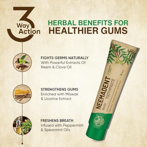 Image of Neemadent Neem Toothpaste 150g | Strong Teeth, Cavity Protection, Reduce Plaque & Prevents Bad Breath | Herbal Toothpaste with Neem & Clove | Antibacterial Gum Care | Pack of 2