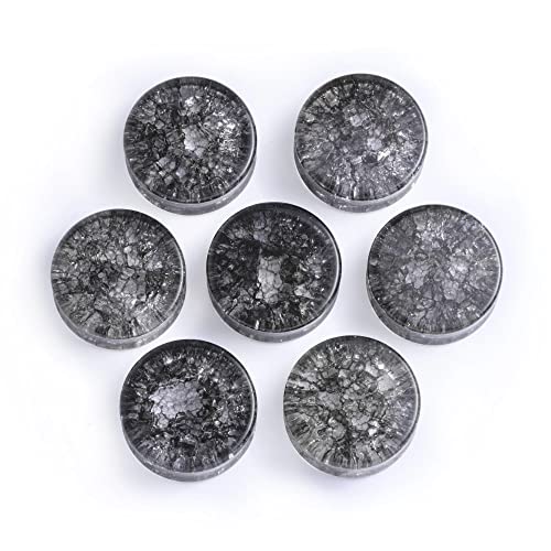 Pair 1-3/16" (30MM) BLACK SHATTERED GLASS PLUGS Double Flare Gauges Cracked Organic Tunnels (2pcs)2