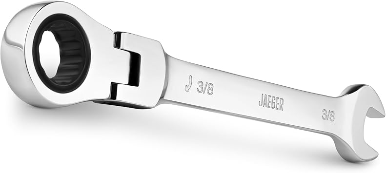 Jaeger 3/8 Inch Flex Head Ratchet Combination Wrench, 4 Swing, 12-Pt, SAE