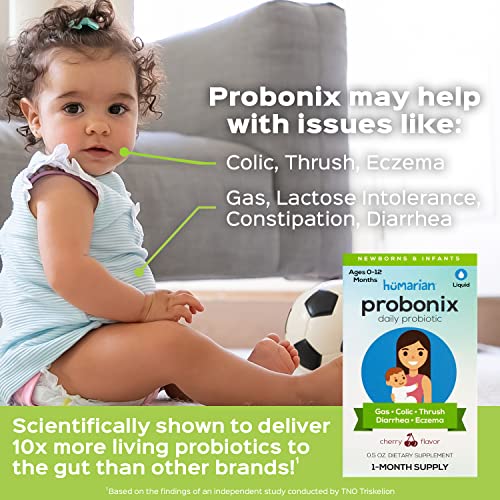 Probonix Probiotics For Babies, Organic, Non-Gmo Liquid Probiotic Drops With 8 Live Probiotic Strains To Support Gut Health For Newborns And Infants Ages 0 To 12 Months - 1 Month Supply - Cherry #TOP1