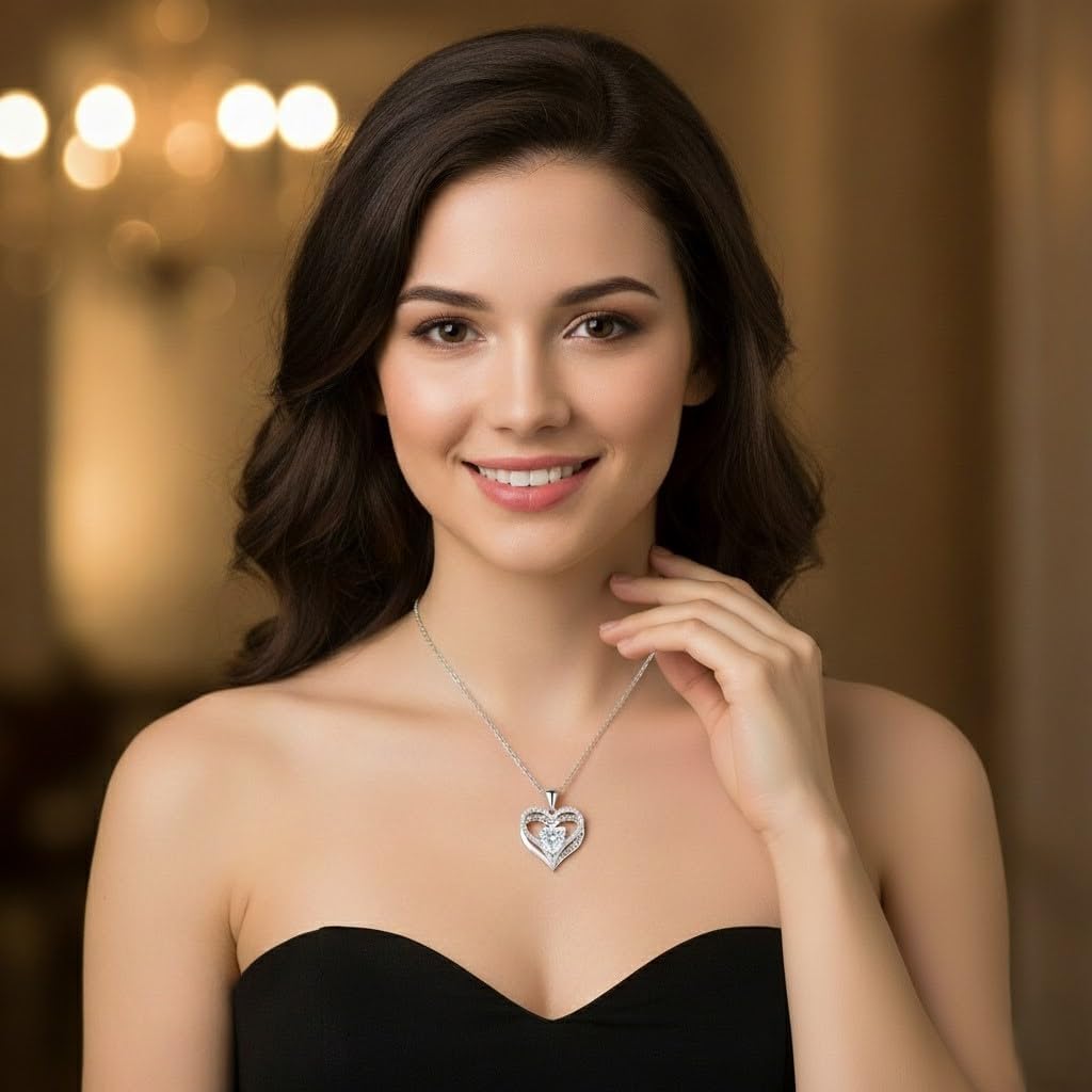 Forever Love Necklace Birthday Gifts for Women Wife Girlfriend Mom Daughter Gifts S925 Sterling Silver Jewelry For Anniversary Rose Gold Gift For Christmas Mothers Valentines Day