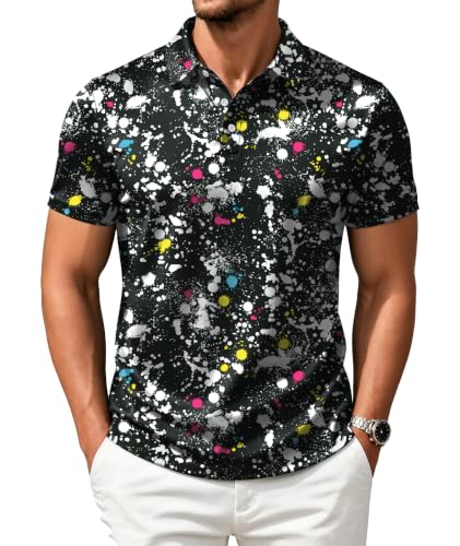 Amazon.com: ZITY Mens Golf Shirts Short Sleeve Print Patterns