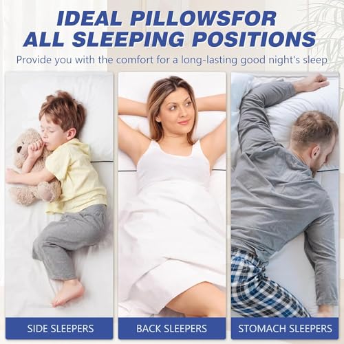 Image of Vorouhals Hotel Collection Bed Pillows for Sleeping 4 Pack Queen Size Cooling Pillows Set of 4 for Back, Stomach or Side Sleepers, Super Soft Down Alternative Microfiber Filled Pillows