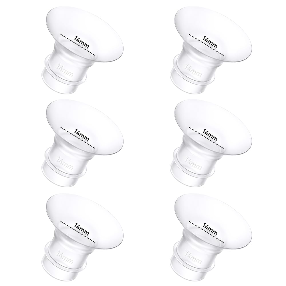 6Pcs Breast Pump Flange Insert 14mm Compatible with Momcozy/Spectra/Medela/eufy/Elvie/Lansinoh/Paruu P10 Breast Pump, Fit for Momcozy M5/M9/M6/V2 Pro/V2 pro/S12 Pro/eufy E10 S1 S1 Pro, 24mm Flange