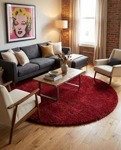 Rugs.com - Marilyn Monroe&trade; Shag Rug &ndash; 8 Ft Round Lipstick Red Ultra Plush Shag...
