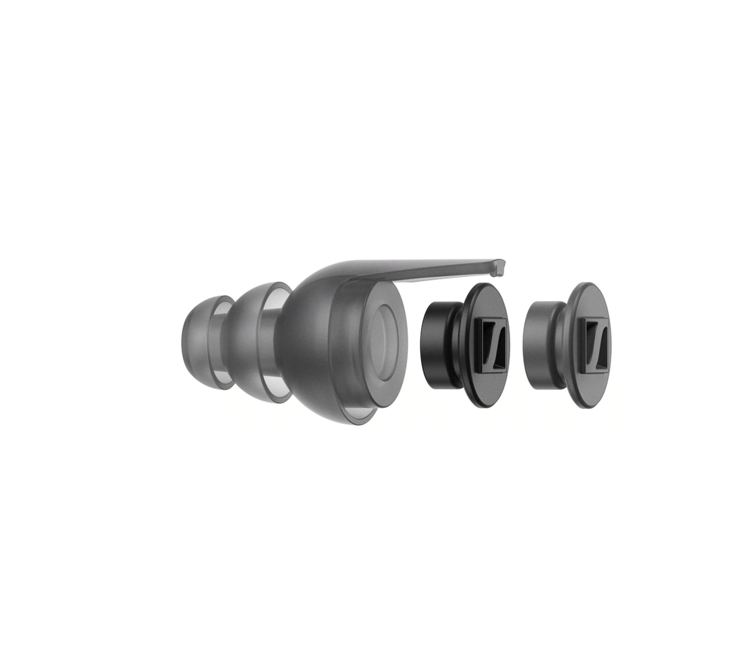 Sennheiser SoundProtex Tapones para los oídos, protección auditiva reutilizable con 2 filtros intercambiables, sonido de alta fidelidad a un nivel de volumen seguro, color negro