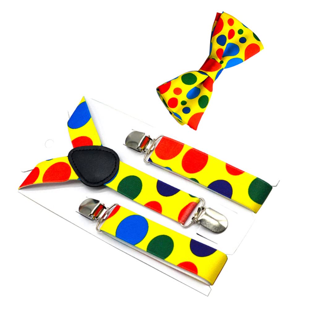 balacoo Elastic Bow Tie for Kids Dot Suspender Set Kids Party Attire Safe Skin-friendly Perfect for Carnival Halloween
