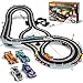 Electric Slot Car Race Track Sets - 1:43 Race Car Track Sets with 4 Slot Cars with Headlights, 2 Hand Controllers, Dual Racing Game Lap Counter, Birthday, Toys for Kids