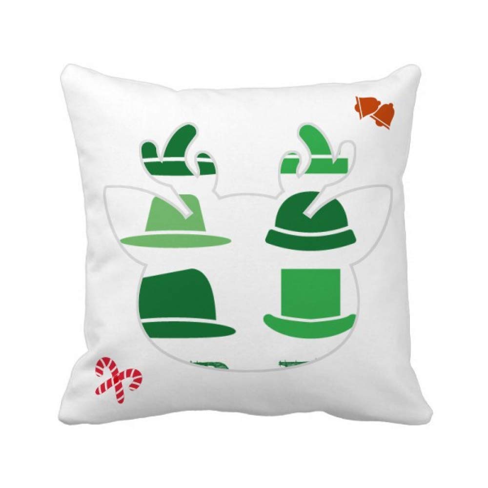 Housse de coussin motif chapeau vert avec fermeture éclair invisible