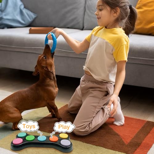 Hunde Buzzer Mit Aufnahmefunktion, Satz Von 7 Farben Hunde Kommunikation Button, Buzzer mit Sound, Hunde Buttons zum sprechen, Hundeknopf für die Kommunikation, Buttons Intelligenzspielzeug Für Hunde