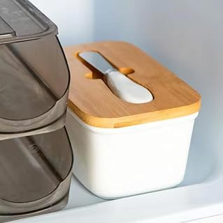 Premium White Non-Stick Silicone Butter Dish with Lid and Knife – Butter Keeper for Countertop, Fits Kerrygold Butter, Includes Butter Knife, Easy Open Lid, Dishwasher Safe.
