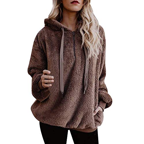 Women s Winter Sweatshirt Plus Size S - 5XL, HONGDAO Sherpa Pullover Fuzzy Fleece Sweatshirt Oversized Hoodie with Pockets