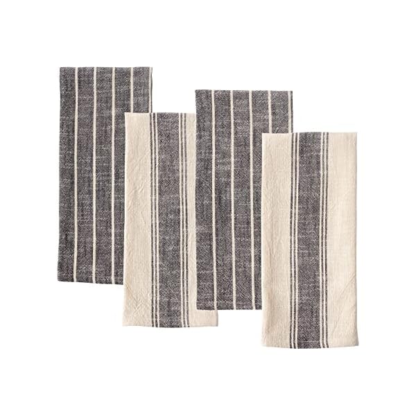 KAF Home Set of 4 Natural Rustic Farmhouse Slubbed Kitchen Towel | 100% Cotton Dish Towel, 18 x 28 Inches | Soft and Absorbent | Set of 4