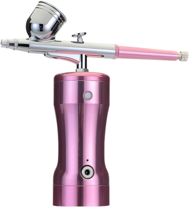 Airbrush Kit, Mini Air Compressor Spray Gun Kit Rechargeable Handheld Portable AirBrush with 0.3mm Needle for Makeup Nails Art Painting Cake Decorating Hobby Models Tattoo, Pink