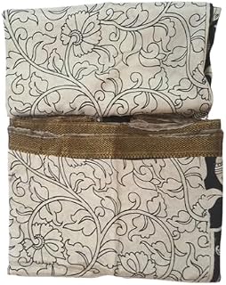 Indian Traditional Silk Kalamkari Saree, Off White with Black Price In India
