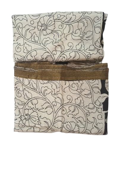 Indian Traditional Silk Kalamkari Saree, Off White with Black - Review, Price and Buying Guide