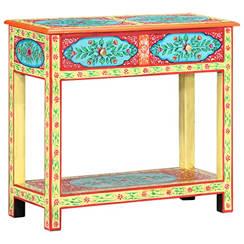 LAPOOH Mesa Consola Pintada a Mano Madera Maciza de Mango 80x35x75 cm, Mesa Entrada, Mesa Recibidor Estrecha, Mesa De Centro Salon, Mesa Auxiliar, Mueble Entrada - 286159