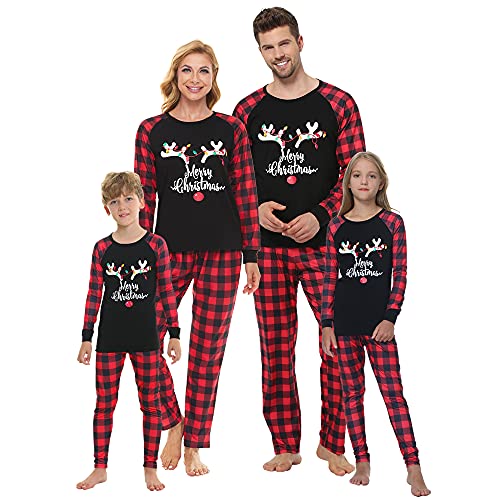 2024 Kerst Herten Plaid Print Lange Mouw T-shirt Top En Broek Xmas Nachtkleding Vakantie Familie Bijpassende Pyjama Outfit Bijpassende Pyjama Voor Familie 4xl, A, M