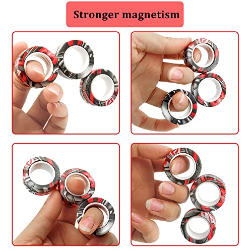 Dermasy Magnetic Rings Fidget Toy 2021 Newest 3 Pcs Set Novelty Fidget Toys For Stress And Anxiety Relief Great Gift For Teens Kids Adults With Ocd Adhd Autistc (6Pcs Black Marble) #TOP4