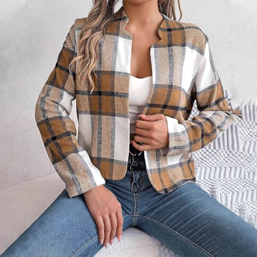 Plaid Hooded Shacket for Women Winter Fall Long Sleeve Jackets Shacket Coat Women 2025 Trendy4