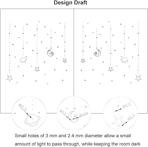 Miniatura 4 de 2 paneles de cortinas opacas con diseño de estrellas y arco iris degradado para niños y niñas, decoración de sala de estar, oscurecimiento de luna,