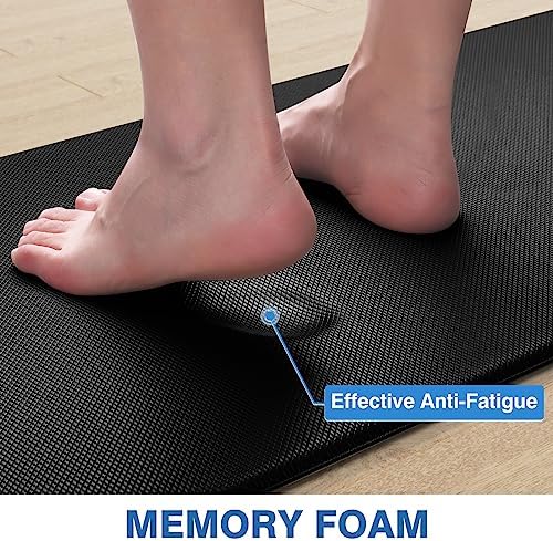 StepRite Kitchen Mats for Floor, 2-Piece Anti-Fatigue Kitchen Rugs, Black — view 6