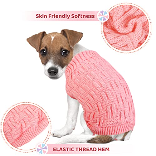 ASENKU Dog Sweaters for Small Dogs, Cold Weather Knitwear, Classic Turtleneck Thick Warm Clothing for Chihuahuas, Bulldogs, Dachshunds, Pugs and More(Pink, S)