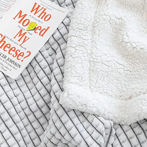 Lomao Sherpa Blanket Throw Blanket Soft Warm Fleece Blanket Thick Blanket With Grid Pattern For Couch Sofa Bed Chair Home Decor (Grey, 51"X63") #TOP4