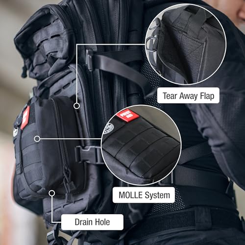 The Brazos First Aid Survival Kit, 250 Pieces, Hiking & Camping Essentials, Survival Gear and First Aid Combo for Emergency Preparedness, Lightweight, Portable, Tactical Clips & Closures, Black - Image 3