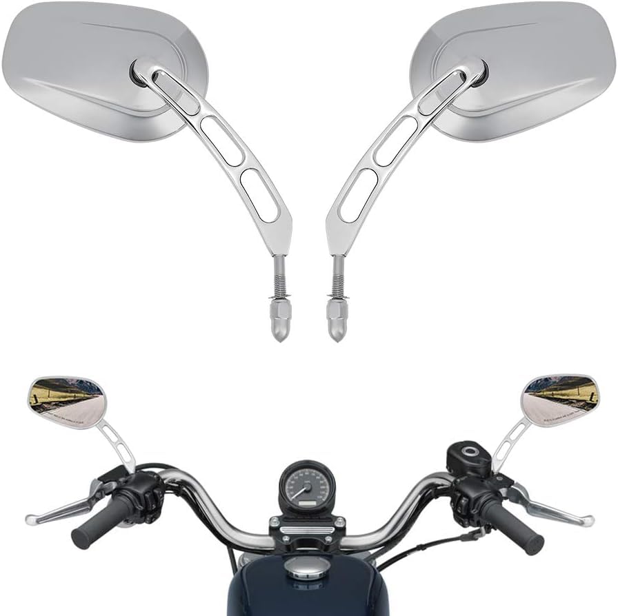 KEMIMOTOSide Mirrors 360 Degree Adjustment Motorcycle Rearview Mirror Compatible with Road King Sportster Street Glide Dyna Softail Road Glide 1982-2019 2020 2021 2022 2023,Chrome