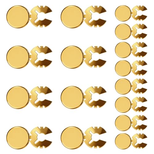 16PCS Brass Round Cuff button cover DIY Freedom Button Cover Cufflinks 2 Sizes Gold Buttons Covers for Mens and Womens Business or Formal Shirts Clothing Accessories Cufflinks