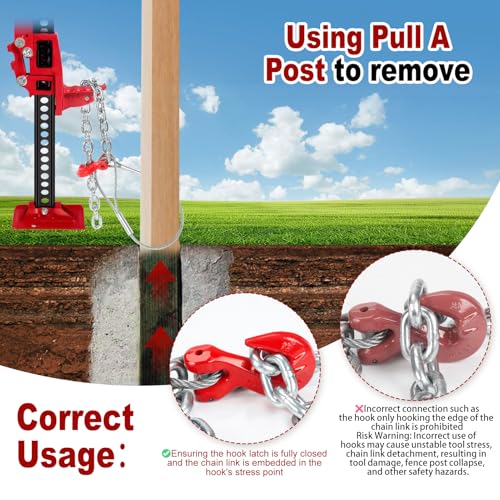 Fence Post Puller, 7100 lb Fence Post Remover Tool with Galvanized Cable & Chain, Wood Fence Post Remover Tool Works with Jack or Lever for 4x4in Fence Posts & Broken Posts Easy Extraction