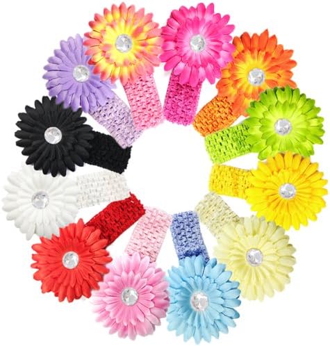 Kella Milla Set of 12 Daisy Flower Baby Hair Clips and Headbands