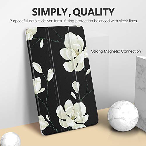 Image of MoKo Case Fit Samsung Galaxy Tab S5e 2019, Ultra Thin Slim Shell Trifold Stand Cover with Frosted Back with Auto Wake & Sleep for Galaxy Tab S5e SM-T720 /SM-T725 2019 Tablet - Black & White Magnolia