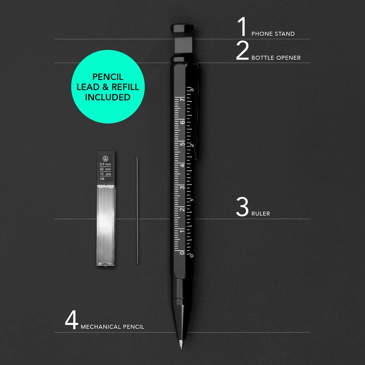 Multitool Pen 7-in-1 Phone Stand [Black] + Multitool Pencil 4-in-1 Phone Stand [Black]