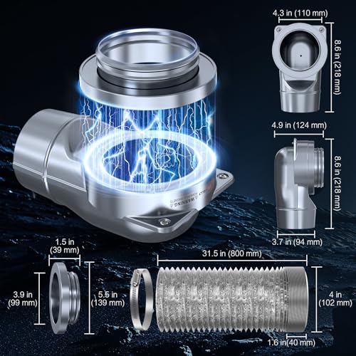 Image of Magnetic Dryer Vent Coupling, 4-Inch Dryer Vent Connector | Magnetic quick-connect coupling with a 4-inch connector,sealing ring,wall-mount design,and 2.6 ft flexible aluminum foil duct